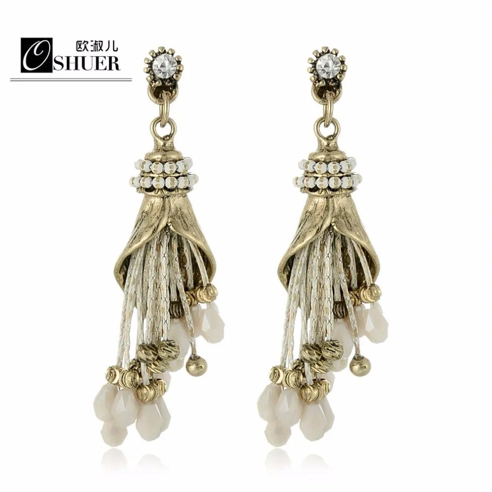 Oshuer alta qualidade feito à mão contas de cristal brincos para as mulheres bonito jóias moda temperamento brincos feminino ER-292