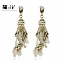 OSHUER-pendientes de cuentas de cristal hechos a mano para mujer, joyería bonita, pendientes de temperamento de moda, ER-292 femenina