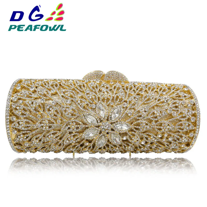 Dgpeafowl luxo feito sob encomenda diamante opala flor forma feminina embreagem de cristal de ouro metal duro garras saco casamento sacos de noite