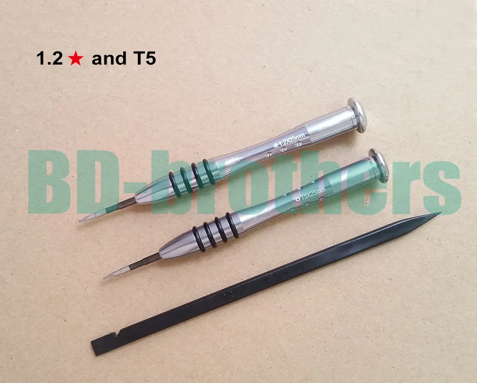 High Quality 3- peice 1.2 Pentalobe + T5 Screwdriver + 15cm Pry Tool for MacBook Air Bottom 5 Point Screws Kit Open Key 500sets