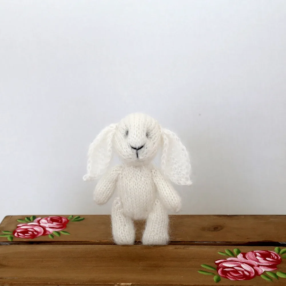 

Newborn Bunny Photo Prop Knit Teddy Bunny Photography Prop Crochet Rabbit Baby Toy