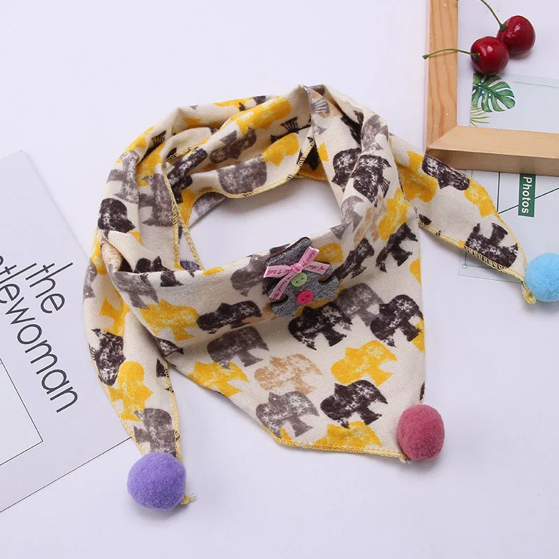 Baby Girls Boys Scarf Cartoon Print Soft Triangle Scarves Cotton Bib Kids Winter Spring Warm Shawl Neckerchief Christmas Gift