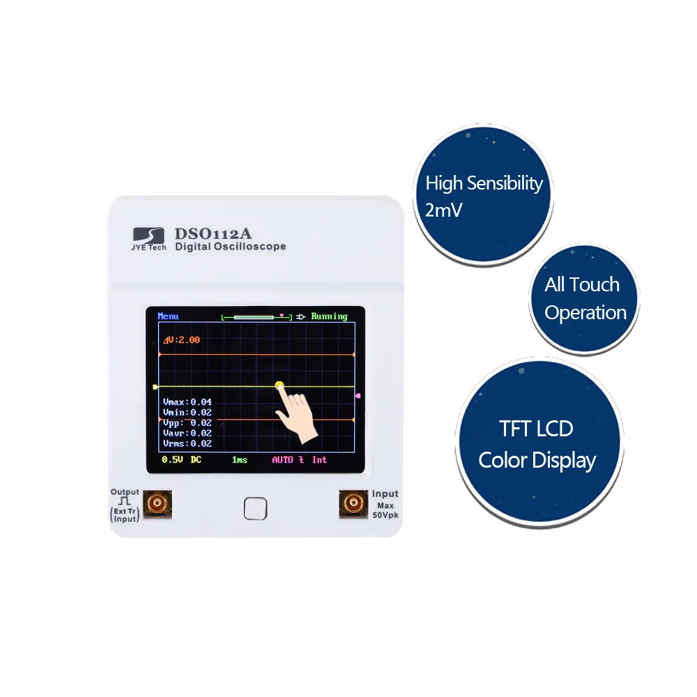 Osciloscopio DSO 112A TFT Touch Screen Portable Mini Digital Oscilloscope USB Interface 2MHz 5Msps oscyloskopy osciloscop