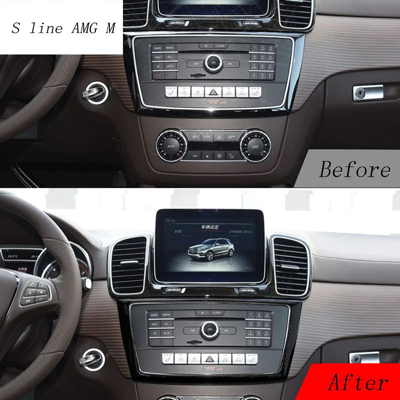 Cubierta de Panel de CD de aire acondicionado de fibra de carbono para coche, embellecedor de pegatina para Mercedes Benz ML X166 GLE W166 GLS GL,