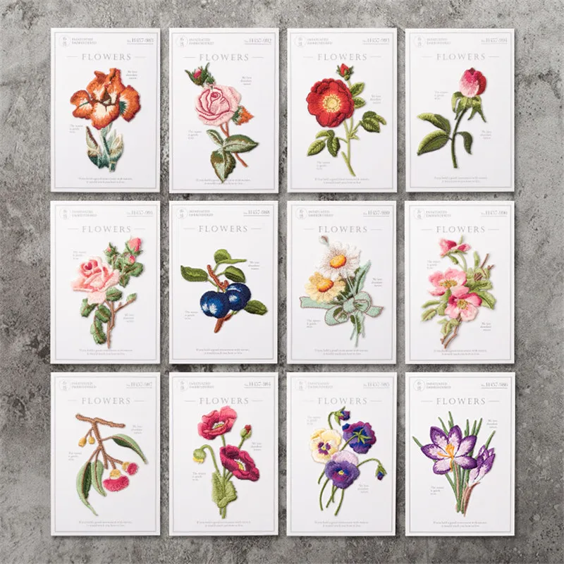 

Medium Size Flower Patch Badge Patches Embroidered Applique Sewing Iron On Patch Clothes Garment Rose Apparel Accessories