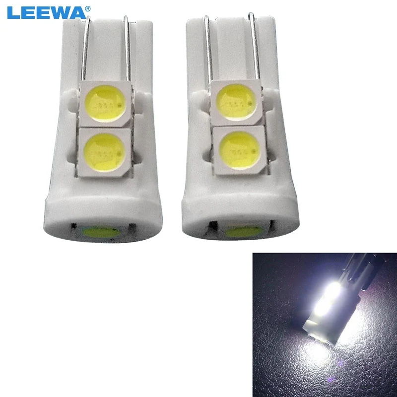 LEEWA 100pcs Super White Auto T10 194 168 5SMD 5050 Chip Ceramic Wedge Car LED Door Light Bulbs Marker Lamps 12V  #CA4648