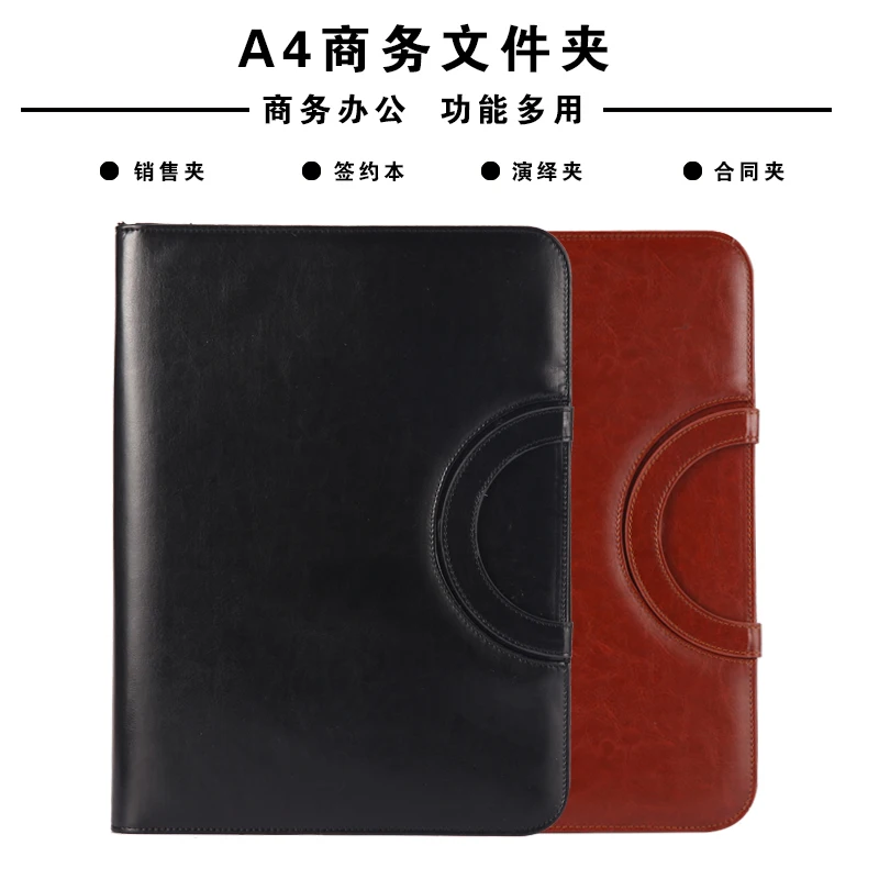 Mirui Echt Lederen Multifunctionele Draagbare Kantoor Rits Zak Mappen Business Sales Manager Map Aktetas Met Rekenmachine