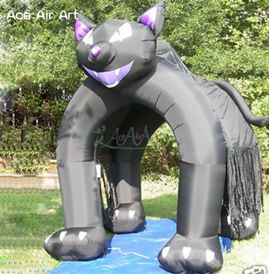 Elegant Shaped Animal Arch Inflatable Black Cat Arch Halloween Entrance Way for Yard Decoration with 4 Legs