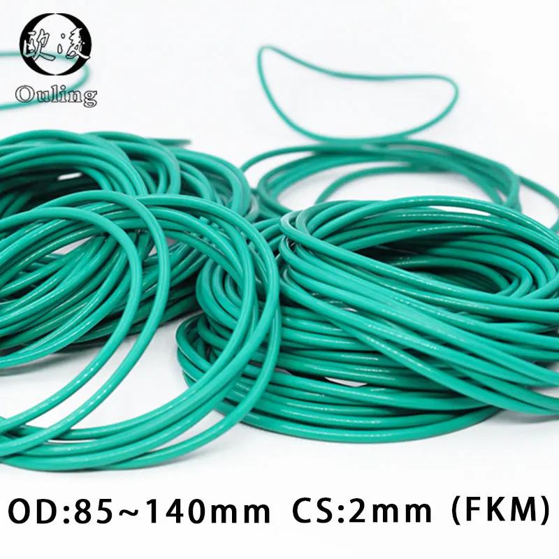 

Fluorine rubber Ring Green FKM O ring Seal OD83/85/90/95/100/105/110/115/120/140*2mm Rubber O-Ring Seal Oil Fuel Gaskets Washer