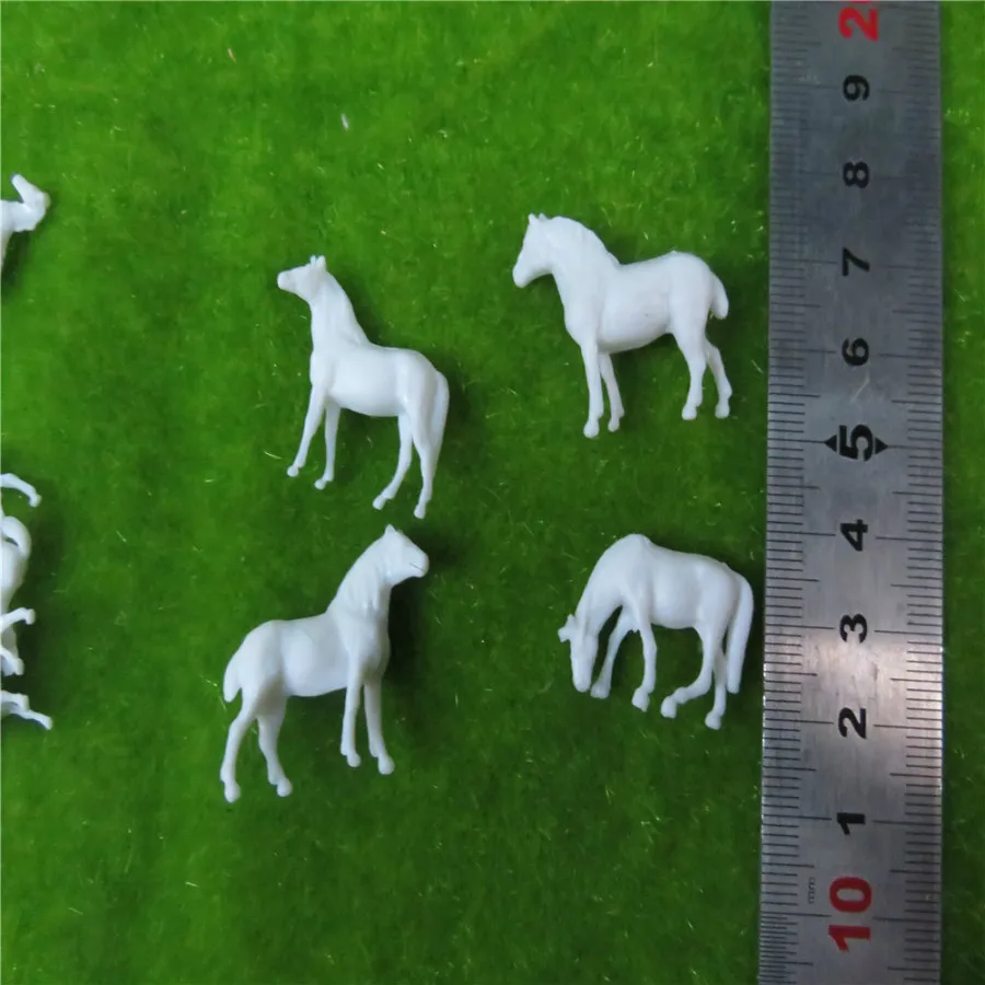 50pcs/Lot Scale Model Train Building Layout UnPainted White Animal Figures 1/150 1/87 Ho Scale Farm Horse New