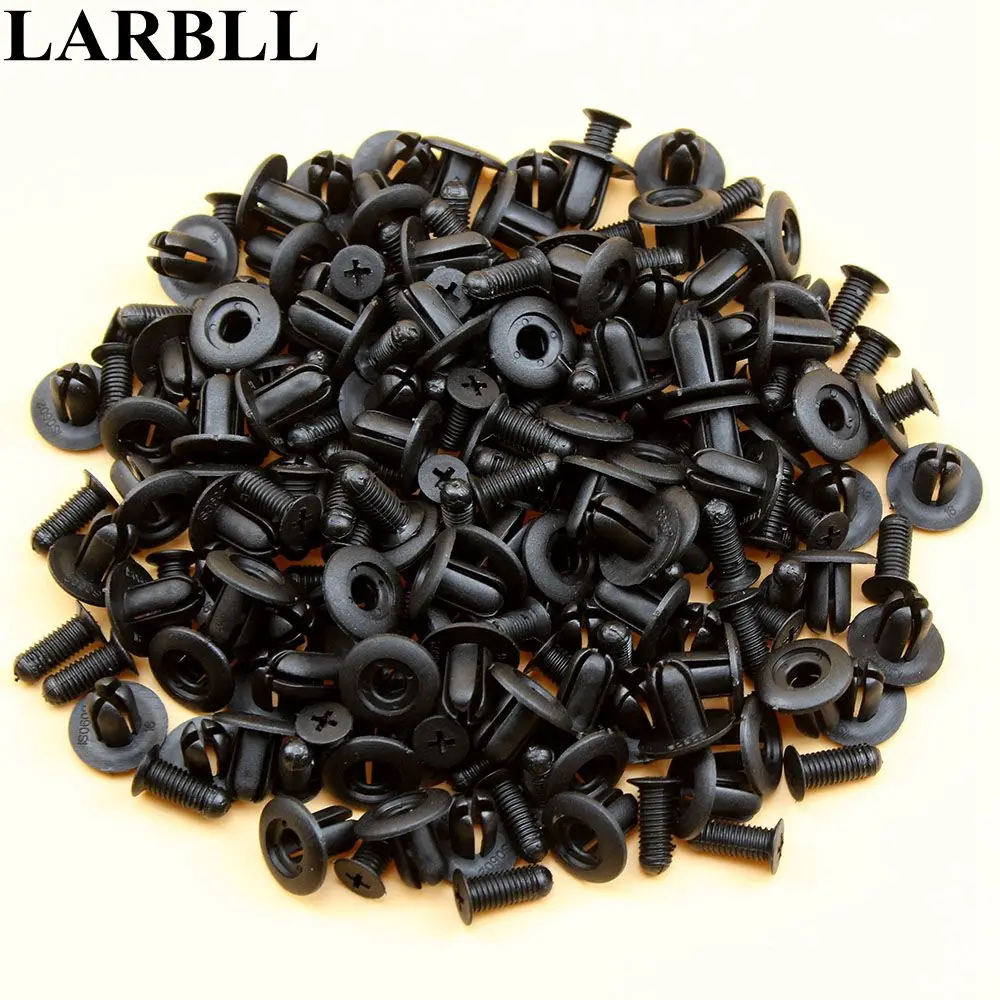 LARBLL 100Pcs 8mm Car Auto Universal Mixing Door Trunk Rack Bumper Expansion Screw Threaded Nail Plastic Interior Fastener Clips