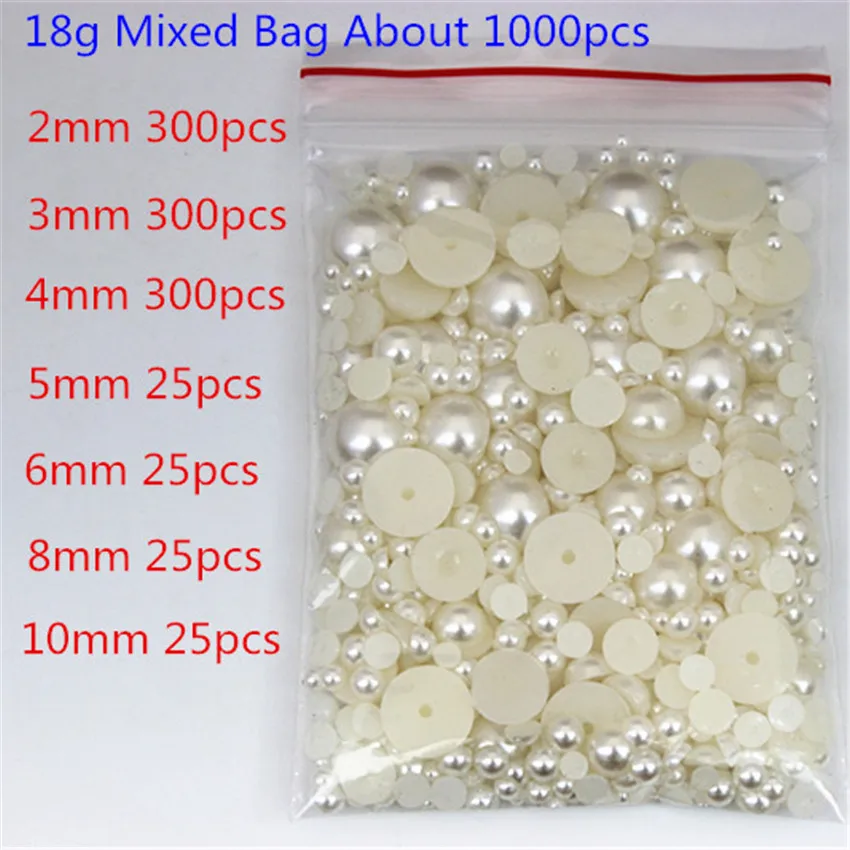 2/3/4/5/6/8/10mm White/Ivory/Half Round ABS Imitation Pearl Flatback  for Jewelry Making /Nail Art /Clothes/Phone Dec MC134