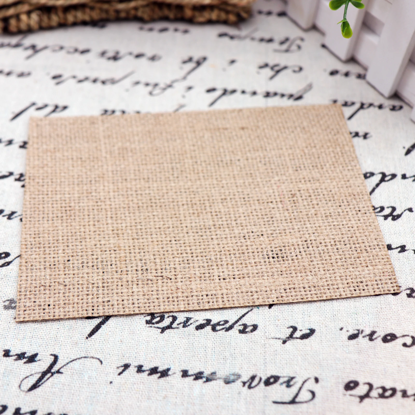 Shabby Chic Natural Jute Burlap Dining Table Mat, Round, Square Linen Table Placemat, Cup Mat for Home Wedding Party Decor 10PCs