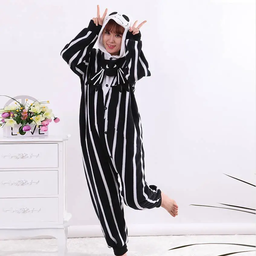 Kigurumi Skeleton Jack Onesies Pajamas Unisex Adult Pajamas Cosplay Costume Animal Onesie Sleepwear Jumpsuit