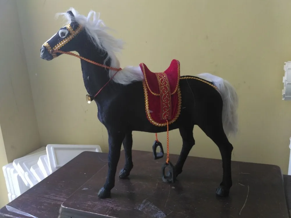 big simulation creative horse model polyethylene&fur black horse doll about 50x44cm 1691