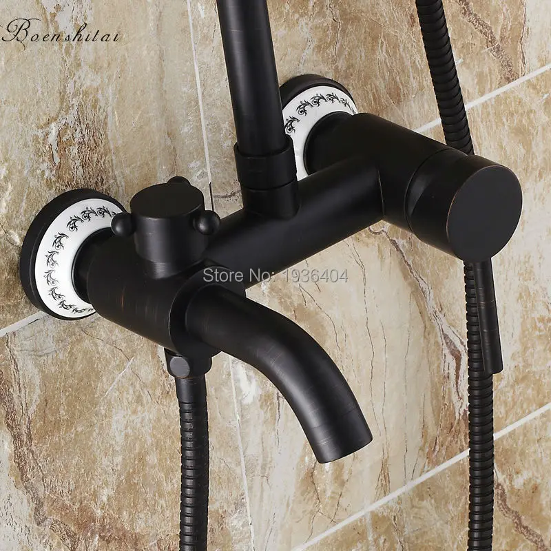 Free shipping Black Shower set Euro Style Wall Mount Shower Mixer with hot&cold crane ST404