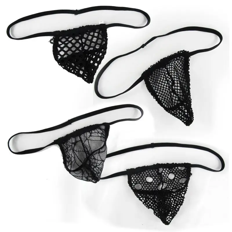 Mens Mini pouch string thong backless Low Rise big net poly nylon net G5219