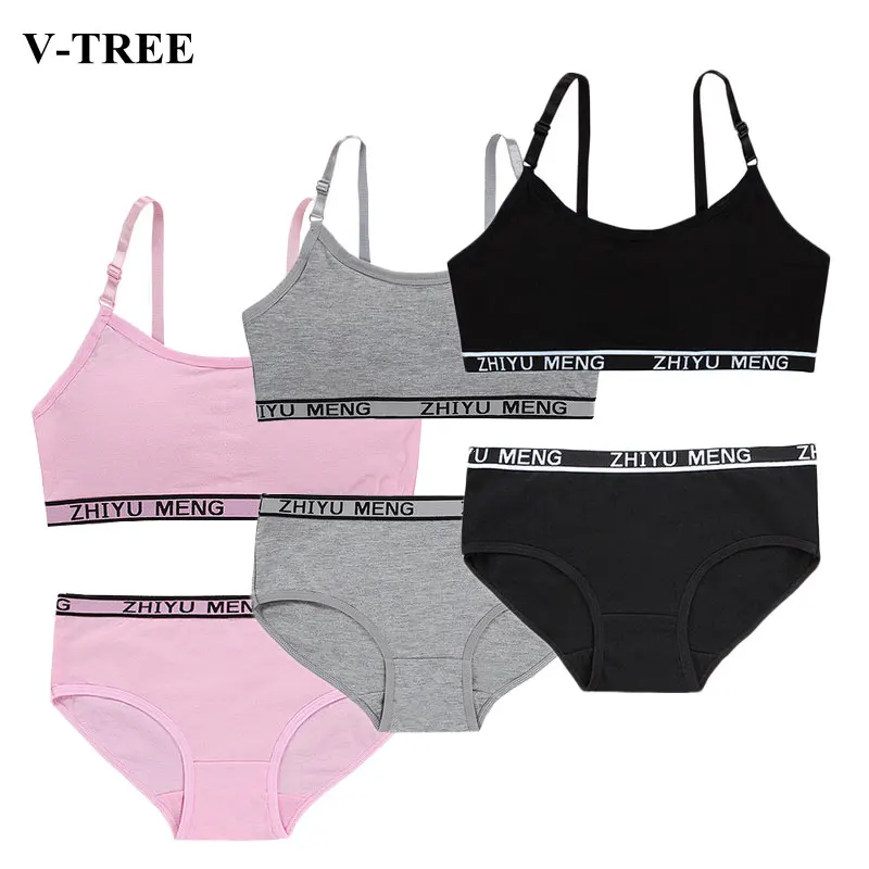 Young Girls Panties And Bra Set Teenage Girls Clothing Sets Children Underwear Set Girl Panty Student Bra Sets Kids Sports Bra