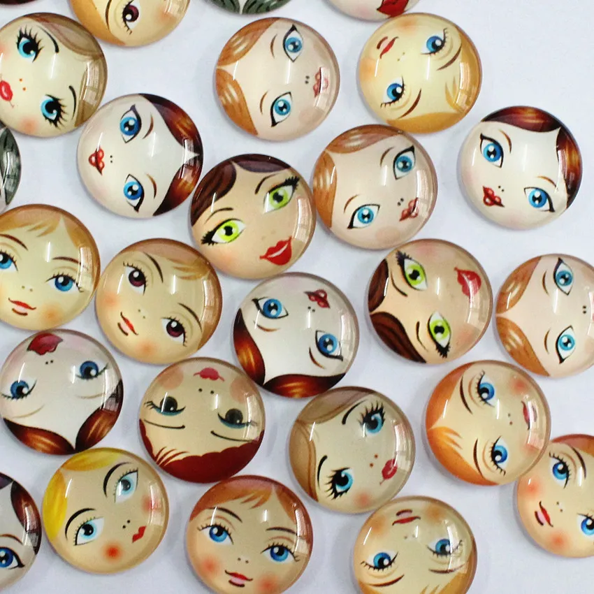 20mm Mixed Style Baby head Matryoshka Round Glass Cabochon Flatback Photo Dome Blank Cameo Tray Base accessor 20pcs/lot K05479