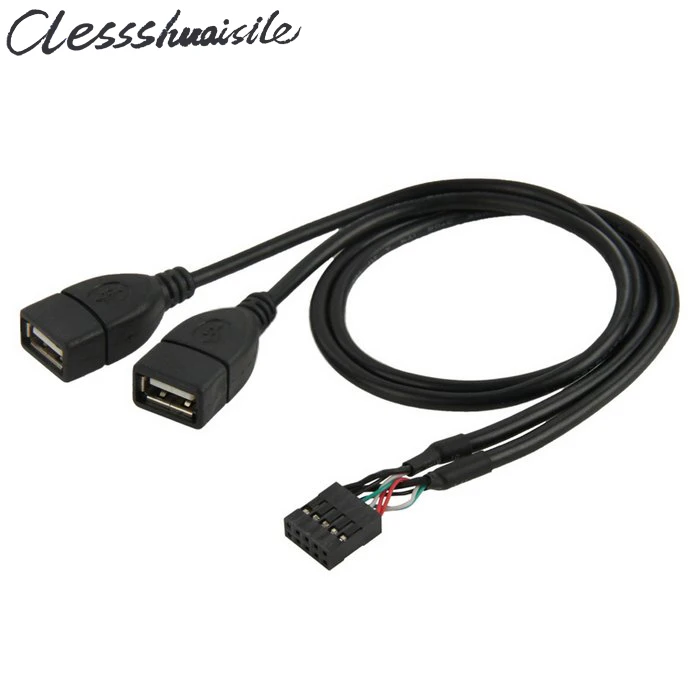 0.5 متر 10 دبوس اللوحة الأم أنثى رأس إلى المزدوج USB 2.0 شاحن أنثي كابل 50 سنتيمتر أداة إصلاح الكمبيوتر للإلكترونيات