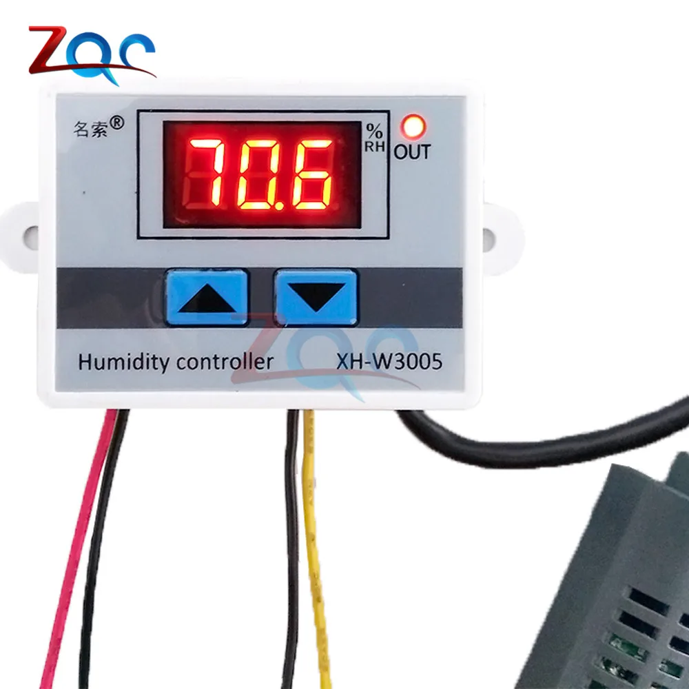 XH-W3005 LED Digital Humidity Controller 220V 12V 24V Hygrometer Humidity Control 0 -99%RH Hygrostat SHT20 Humidity Sensor Probe