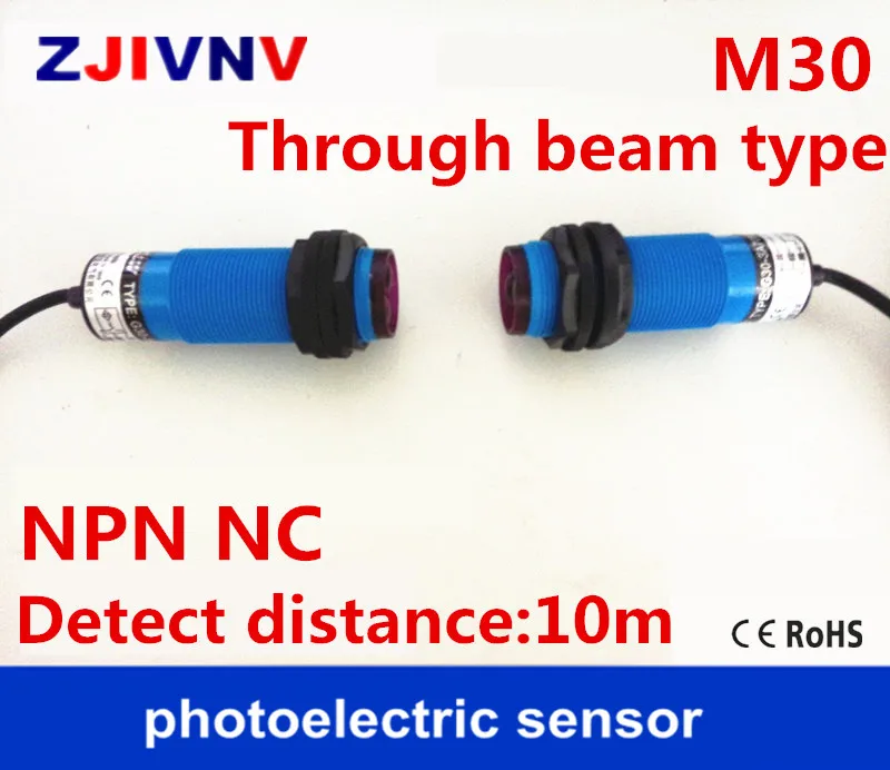 

M30 Through beam type DC10-30v NPN NC normally close Photoelectric photocell sensor 3 wires switch detect switch distance 10m