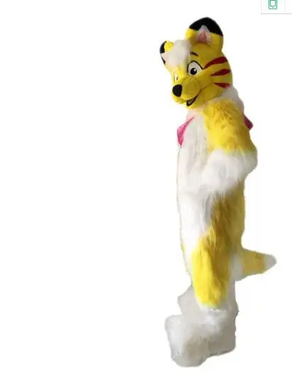 Novo adulto amarelo husky cartão cão festa mascote traje de natal fantasia vestido de halloween mascote traje navio livre