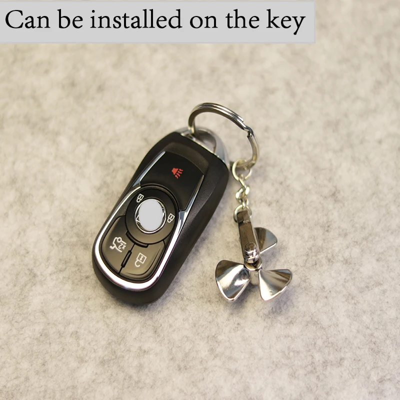 Creative rotatable metal alloy propeller car key ring Relieve stress Key chain fan leaf wind mill key chain Auto Accessories