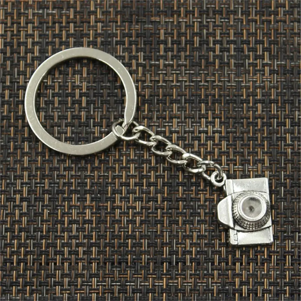 New Fashion Men 30mm Keychain DIY Metal Holder Chain Vintage Retro Camera 16x21x6mm Silver Color Pendant Gift