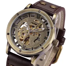 Bronze Automatic Men Mechanical Watch Top Brand Luxury Skeleton Self-wind Wristwatch Male Clock Gift For Man Relogio Masculino