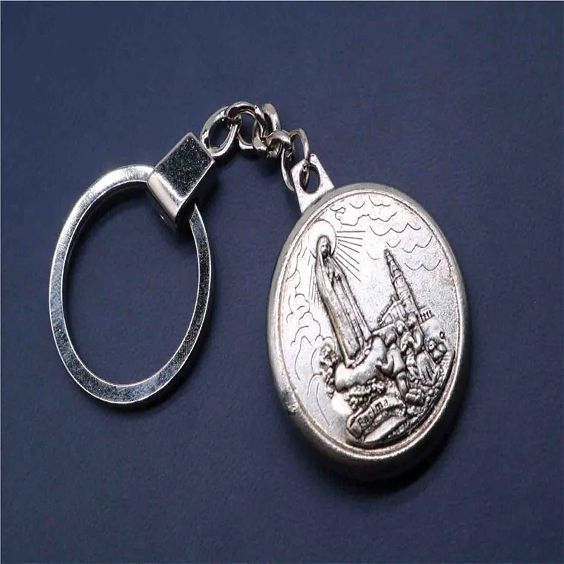 New fashion rose Fatima key chain car key chain, Madonna Fatima keychain cross key chain men and women backpack pendant.
