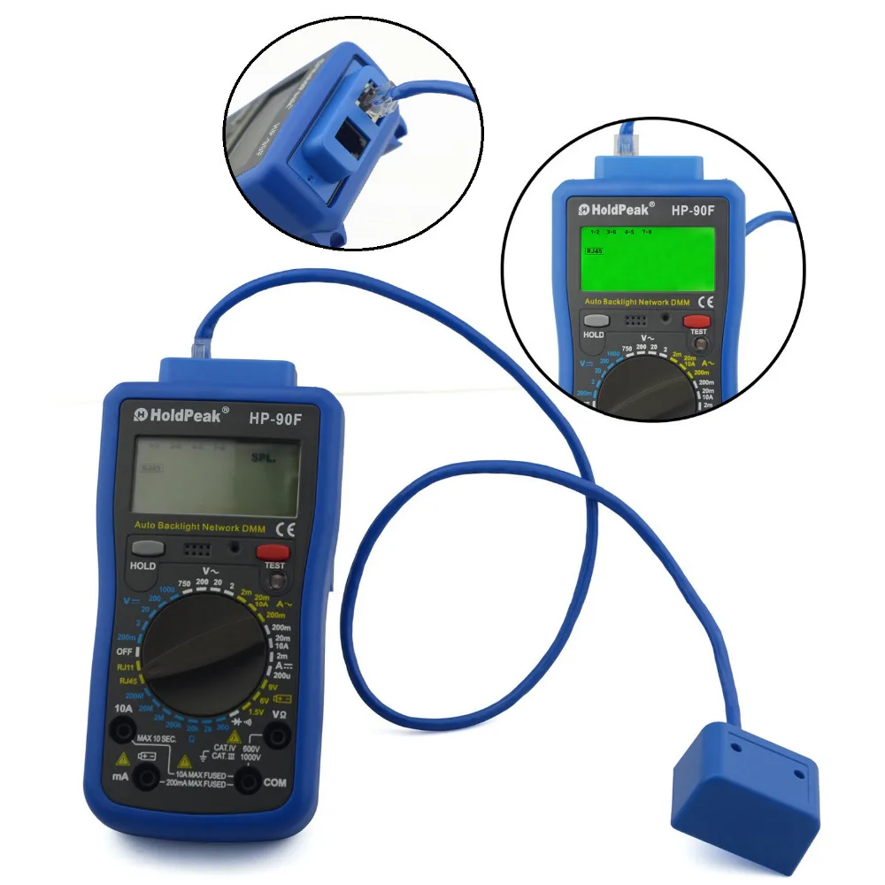 Multimetro Digital HoldPeak HP-90F Digital Network Multimeter Meter with Telephone Line and Network Cable Test