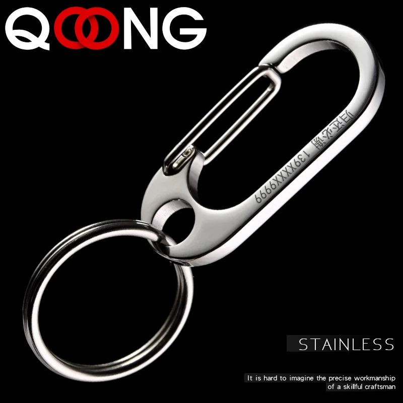 QOONG Custom Lettering Keychain Stainless steel Keyrings Metal Engrave Name Customized Logo Key Chain For Car Women Men gif Y15