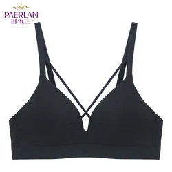 PAERLAN Small Breasts Wire Free Thin Push Up Cross Bras Push Up Glossy Se amless Sexy Women's Underwear  Back Closure 3/4 Cup