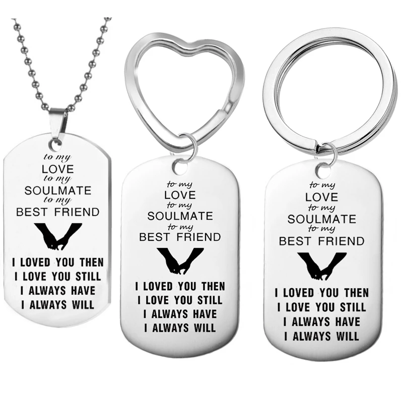 Fashion TO MY Love/Soul Mate/Best Friend Stainless Steel Necklaces Pendants ID Tag Charms DIY Jewelry Gift