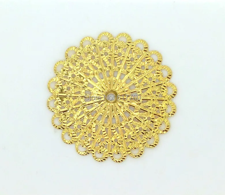 Free shipping-50 Pcs Gold Tone Filigree Flower Wraps Connectors Jewelry Findings DIY Connectors 42mm J2014