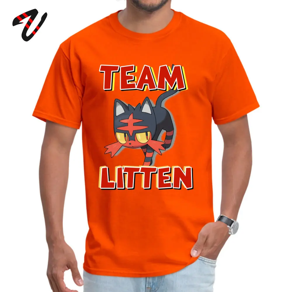 Team Litten ! T-shirts for Men Father Day Tops Shirt Faddish Summer TShirt Round Neck Cute Cat Tees