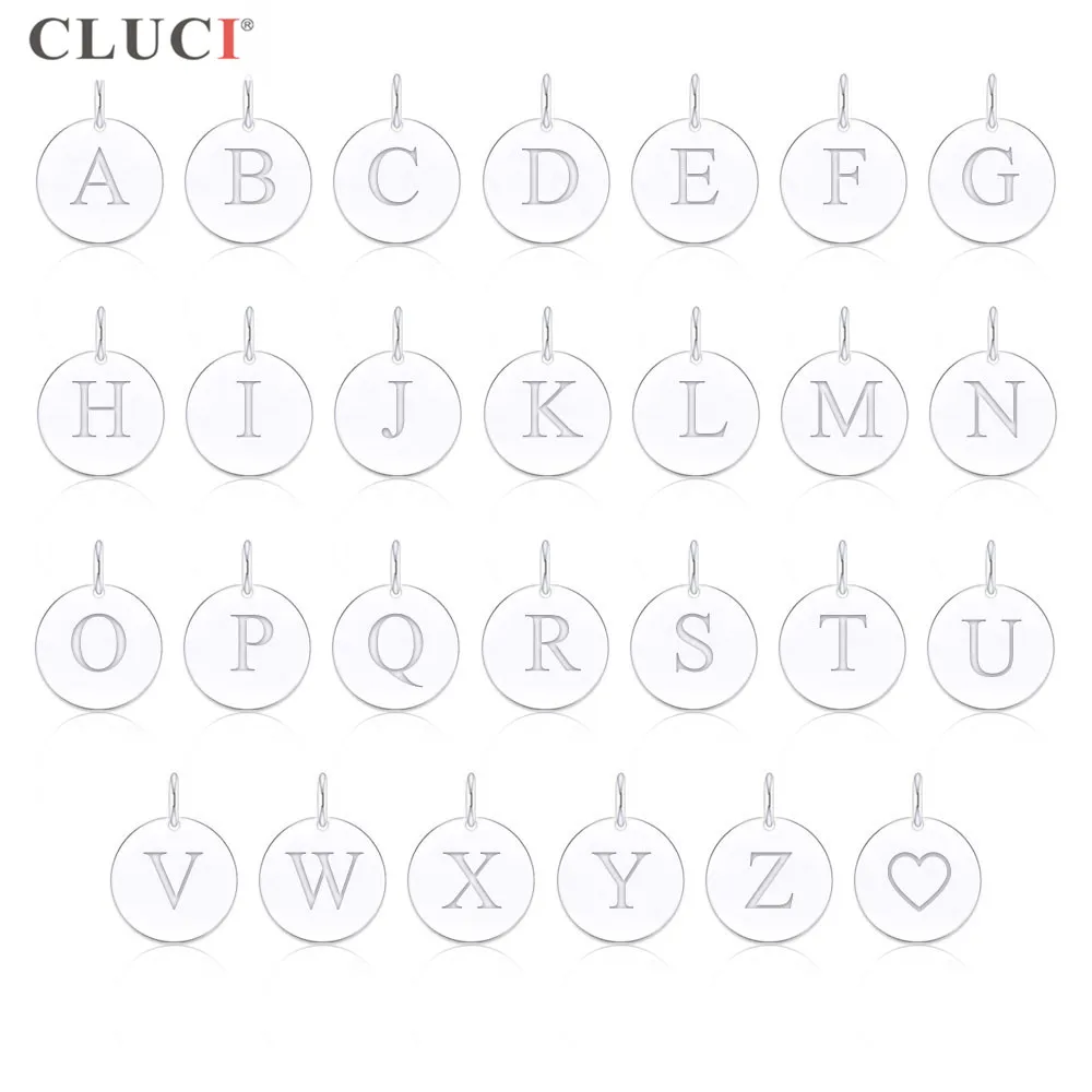 

CLUCI Silver 925 Pendant for Necklace Jewelry DIY Making 26 Letter Customizable Pendant for Women Jewelry SF004SB