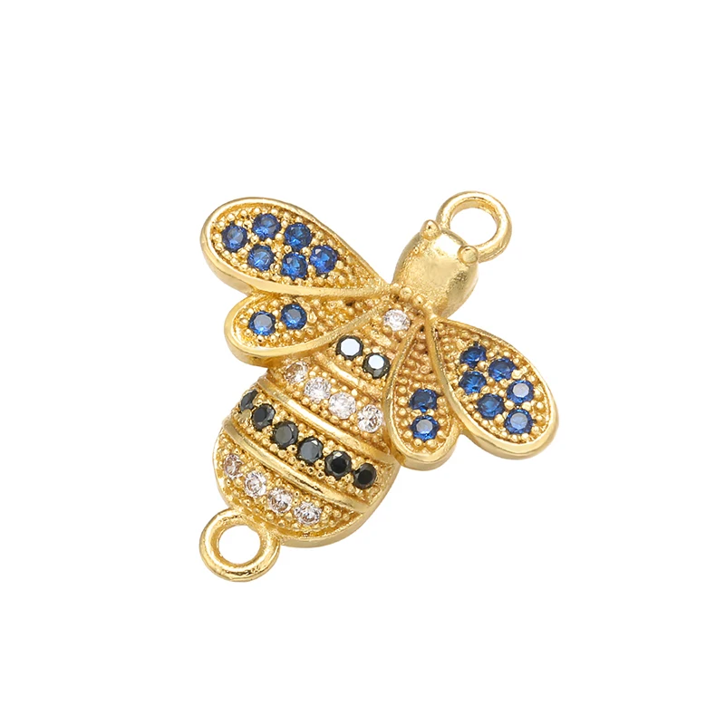 ZHUKOU 17x20mm Brass Bee Connectors for Women Necklace earrings bracelet Jewelry Accessories Findings Model: VS384