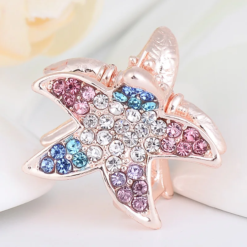 EASYA 2022 New Hair Accessories Fashion Sparkling Rhinestone Crystal Starfish Hair Crab Claw Women Girls Hairwear Ornaments