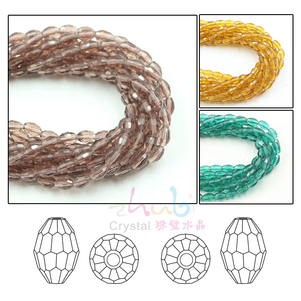 Glass Rice Beads Oval 3x5/4x6/6x8mm Charm Crystal Faceted Loose Olive Beads For DIY Making Bracelet Wholesale In Bulk