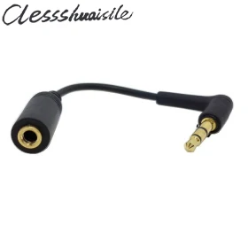 Cable de extensión de Audio estéreo macho a hembra, 90 grados, ángulo recto, 3,5mm, 3 polos, 10cm, negro