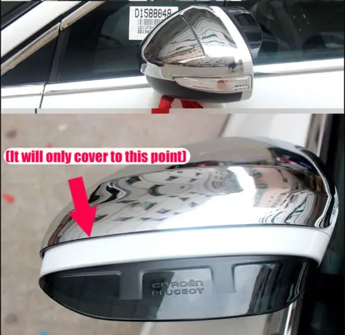1 زوج/2 قطعة كروم الجانب الباب الخلفي مرآة الرؤية غطاء الكسوة صالح ل 2014 2015 سيتروين C4L C4 L