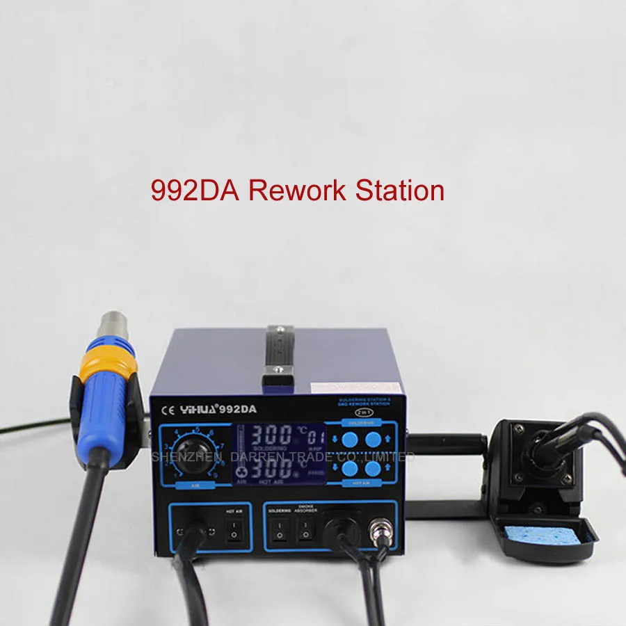 YIHUA 992DA Digital Display Rework Soldering Station Hot Air Soldering Iron Gun 110V/220V Desktop Hot Air Desoldering Station