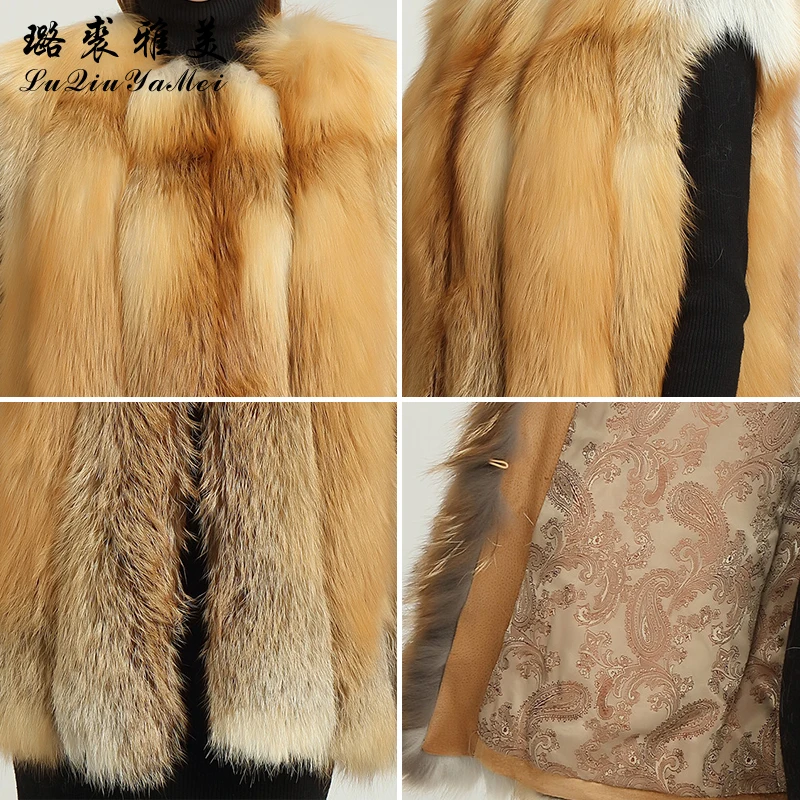 Natural Red Fox Fur Vests Coats Women Winter  Vests New Luxury Elegant Fur Vest 2023 Genuine Fur Jackets Sleeveless Real Fox Fur