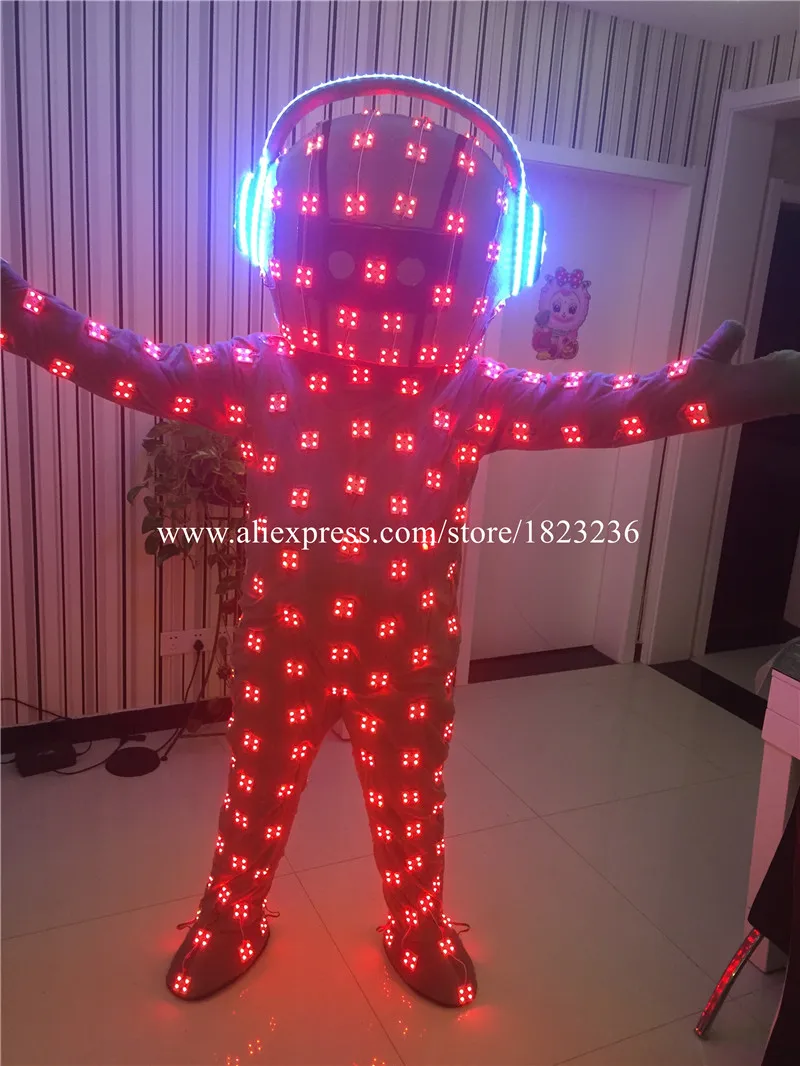 Full Colors Led  Flashing Luminous Light Up Costume Clothing Light Up David Guetta Led Robot Suits Party Stage Halloween