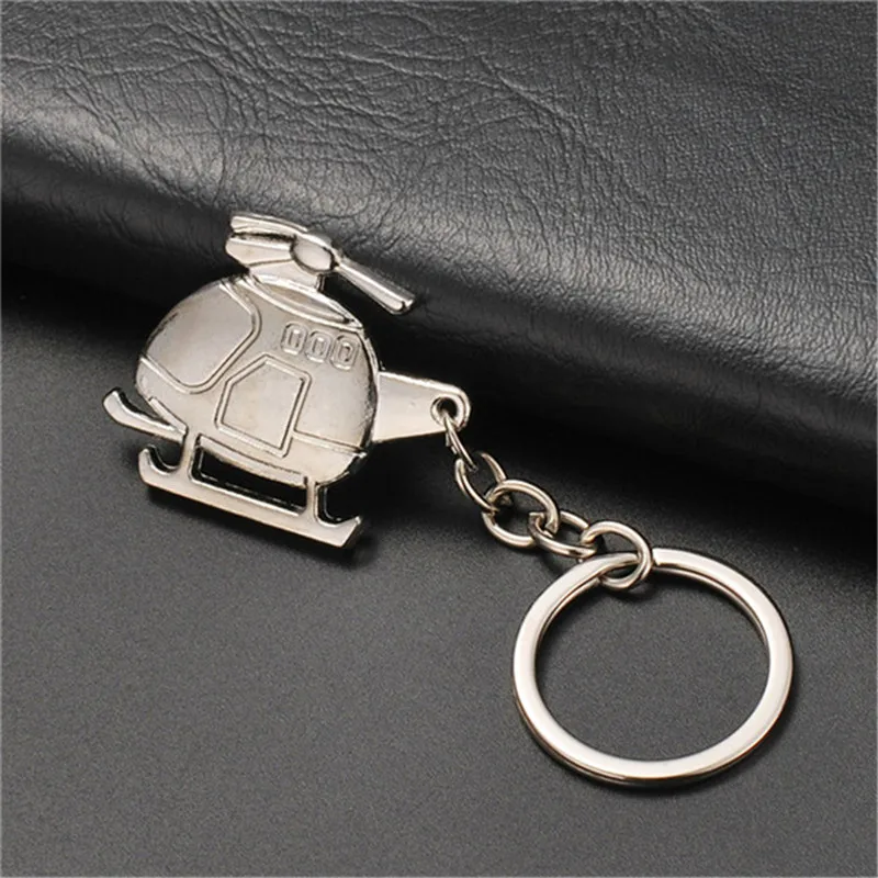 Creative helicopter keychain metal stainless steel transport Fighter key ring aircraft modeling novelty free shopping