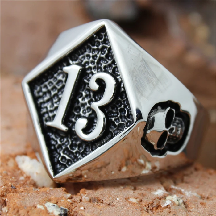 Size 7 to 16 Band Party 316L Stainless steel Polishing Fashion Biker 13 Ring Cool Skull Biker Ring