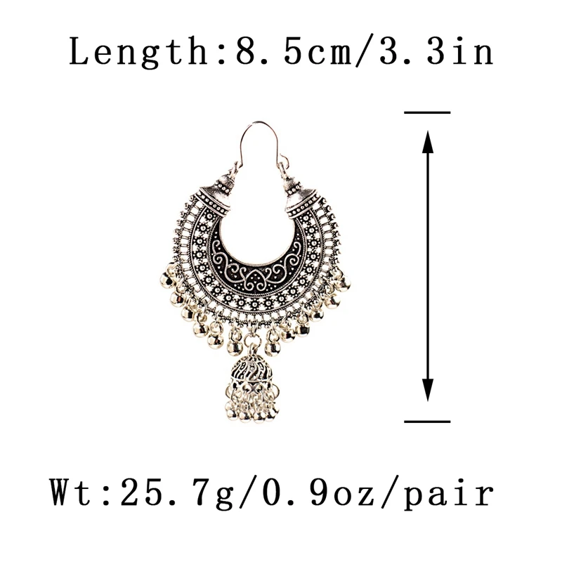 Classic Ethnic Water Drop Jhumka Earrings Women Vintage Carved Turkish Silver Color Tassel Indian Turkey Jewelry Ladies Bijoux