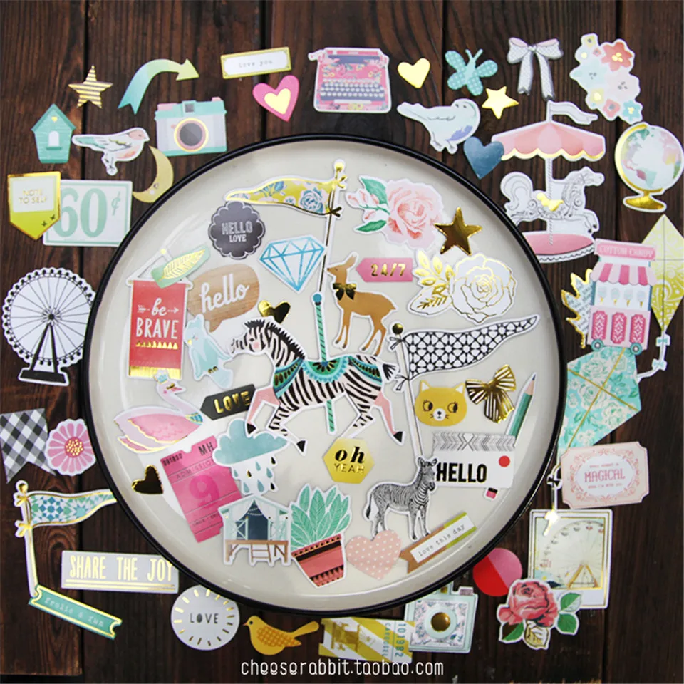 70+pcs Europe America D Style Paper Stickers Kits Die Cut For Scrapbooking Junk Journal Planner Album Sticker Card Making S055